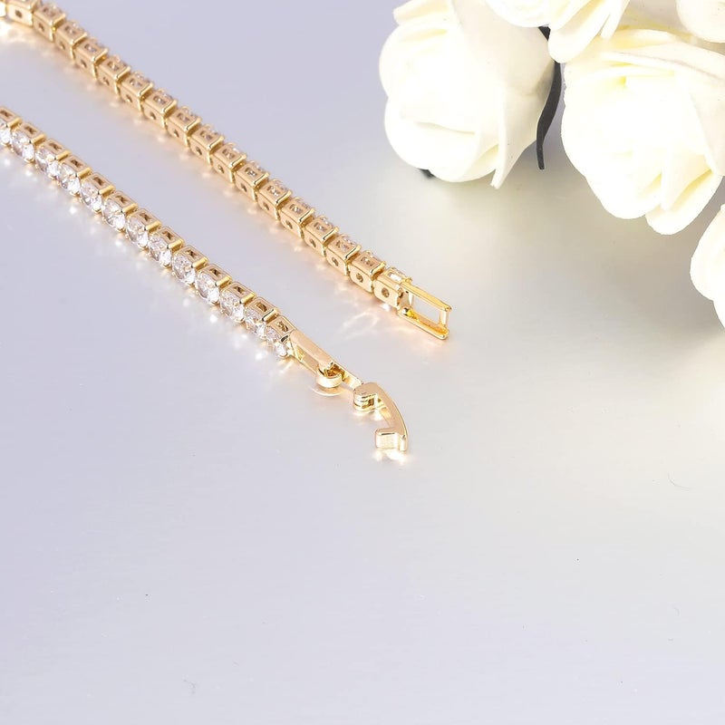 CiNily Adjustable Tennis Bracelets for Women Teen Girls Rainbow Cubic Zirconia Bracelet 14K White Gold Plated Hypoallergenic Slider Bracelet Jewelry Gift - Image 5